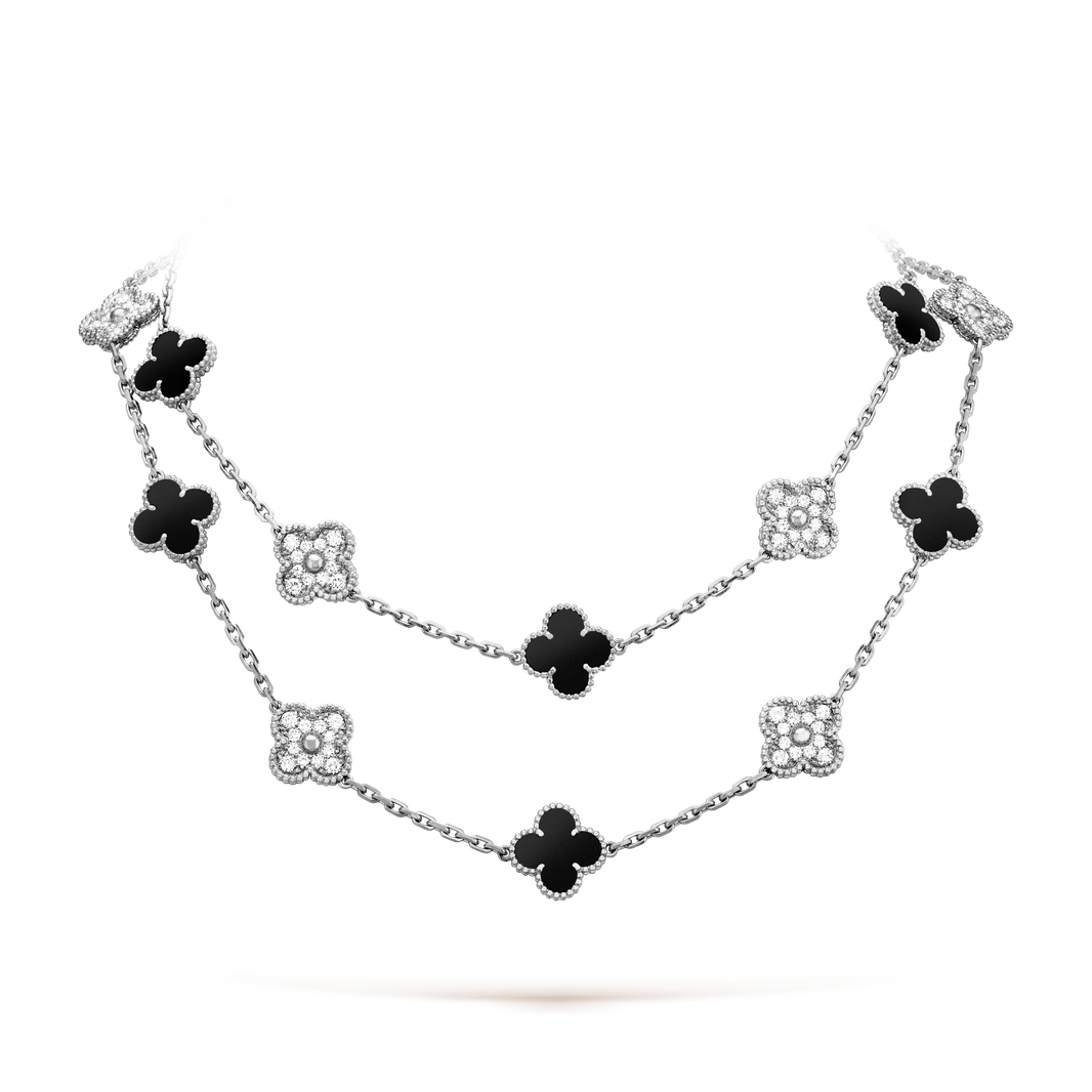 [Amore Jewels]CLOVER 20 MOTIFS ONYX DIAMOND SILVER