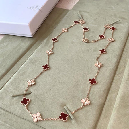 [Amore Jewels]CLOVER 20 MOTIFS LASER CARNELIAN NECKLACE