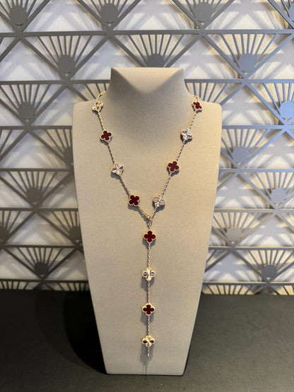[Amore Jewels]CLOVER 20 MOTIFS LASER CARNELIAN NECKLACE