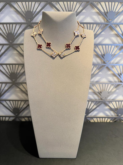 [Amore Jewels]CLOVER 20 MOTIFS LASER CARNELIAN NECKLACE