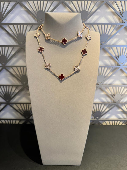 [Amore Jewels]CLOVER 20 MOTIFS LASER CARNELIAN NECKLACE