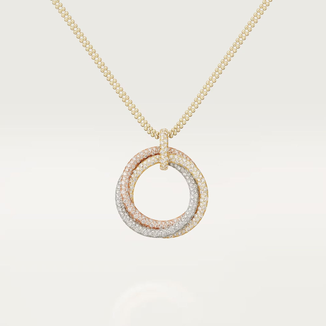[Amore Jewels]TRINITY LARGE FULL DIAMOND  NECKLACE