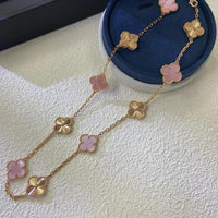 [Amore Jewels]CLOVER 10 MOTIFS  LASER PINK MOP NECKLACE