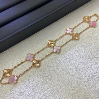 [Amore Jewels]CLOVER 10 MOTIFS  LASER PINK MOP NECKLACE