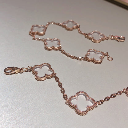 [Amore Jewels]CLOVER 5 MOTIF ROCK CRYSTAL BRACELET