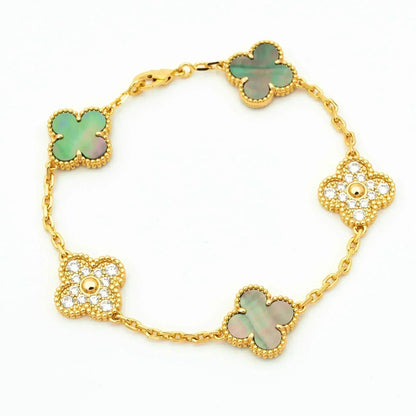 [Amore Jewels] CLOVER 5 MOTIF GRAY MOP BRACELET COLLECTION