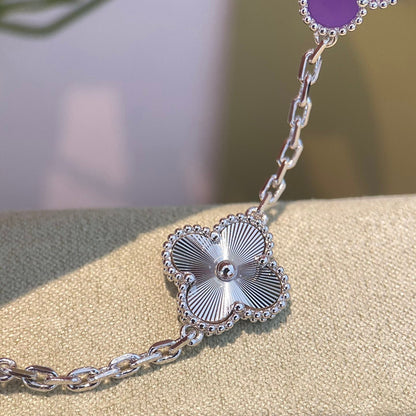 [Amore Jewels]CLOVER  5 MOTIFS  PURPLE VIOLET BRACELET SILVER