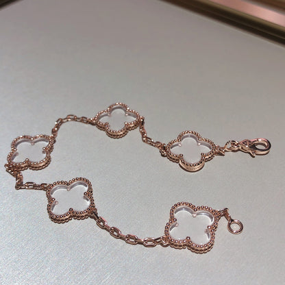 [Amore Jewels]CLOVER 5 MOTIF ROCK CRYSTAL BRACELET