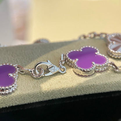 [Amore Jewels]CLOVER  5 MOTIFS  PURPLE VIOLET BRACELET SILVER