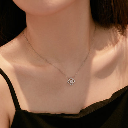 [Amore Jewels]Exquisite Flower Shape Princess Cut Necklace
