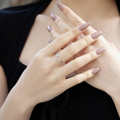 [Amore Jewels]Hollow Design Four-Leaf Clover Flower Shape Ring