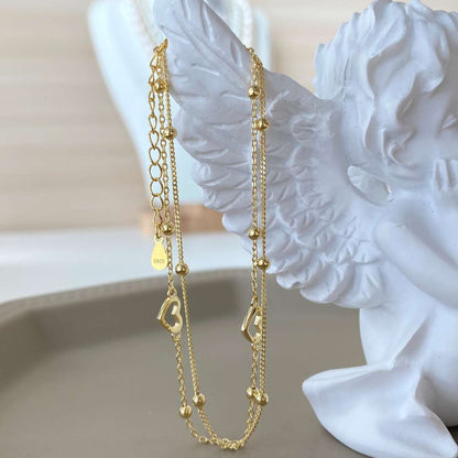 [Amore Jewels]Dainty Double Layer Love Heart Bracelet