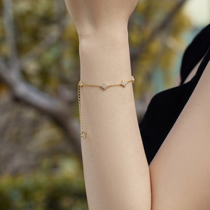 [Amore Jewels]Four-Leaf Clover Hollow Butterfly Bracelet