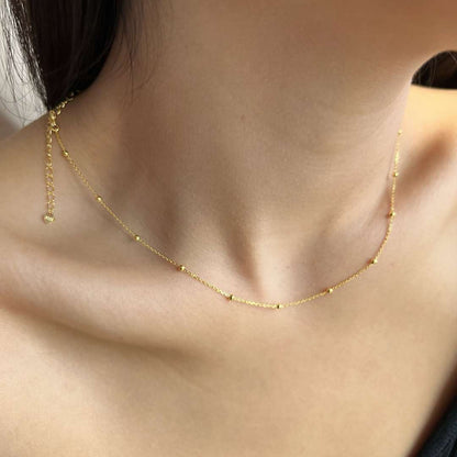 [Amore Jewels]Small Bead Clavicle Chain Simple Necklace