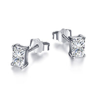 [Amore Jewels]Stylish Shiny Rectangular Center Stone Stud Earrings