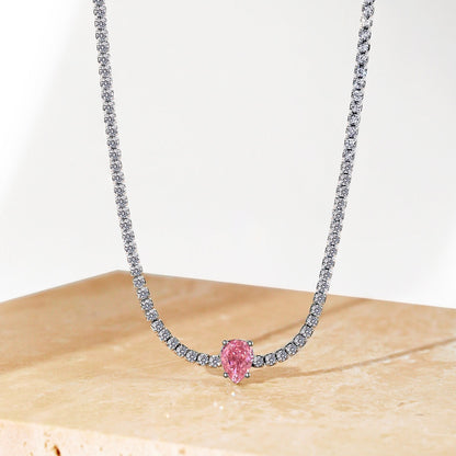 [Amore Jewels]1.0 carat Unique Pear Cut Tennis Necklace