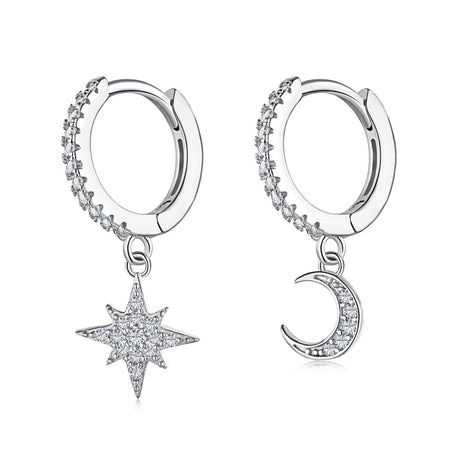 [Amore Jewels]Star and Moon Asymmetric Earrings
