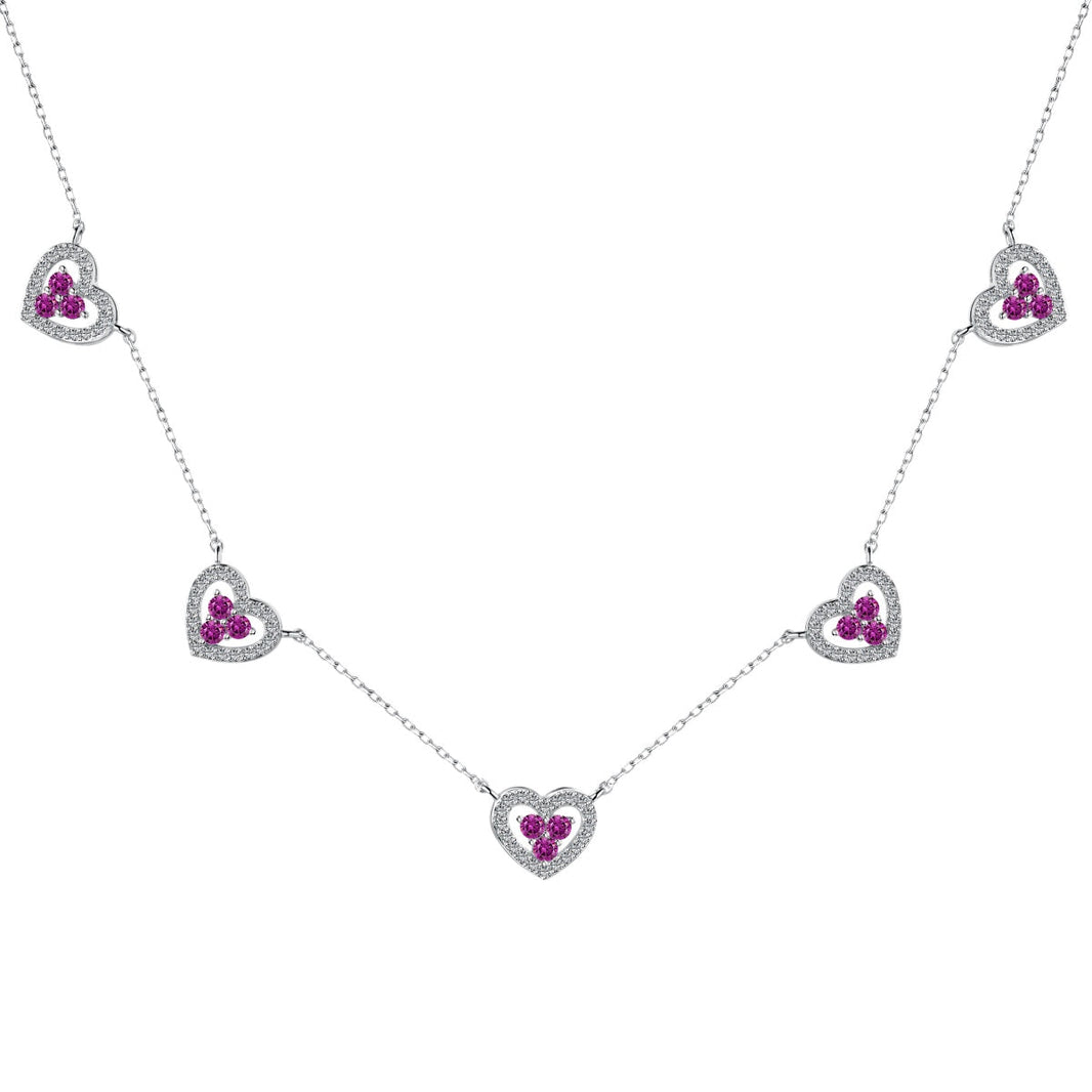 [Amore Jewels]Sparkling Five Heart Necklace