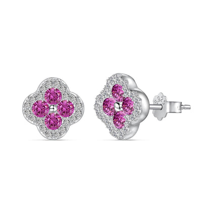 [Amore Jewels]Four-Leaf Clover Flower Shaped Earrings