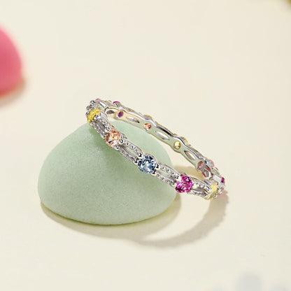 [Amore Jewels]Sparkling Colorful Round Cut Tennis Ring