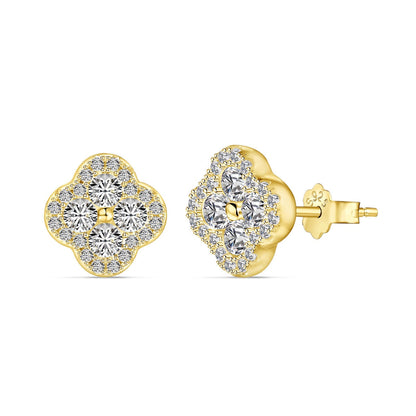 [Amore Jewels]Four-Leaf Clover Flower Shaped Earrings