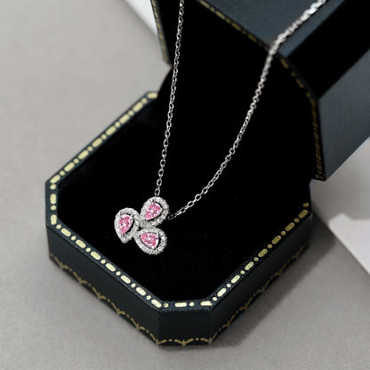 [Amore Jewels]Elegant Flower Shape Pear Cut Necklace