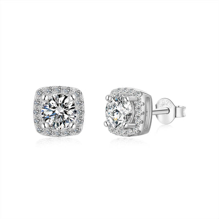 [Amore Jewels]Classic Round Center Stone Stud Earrings