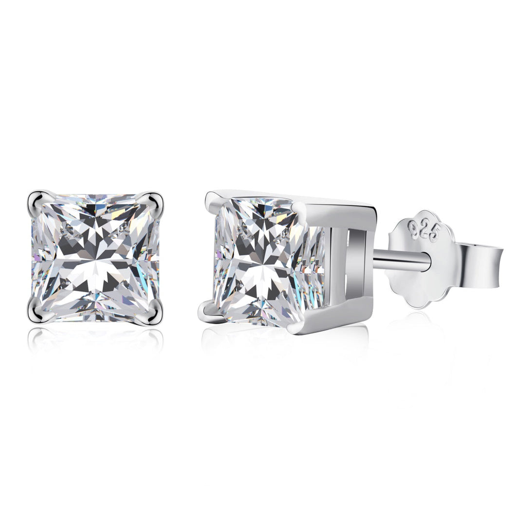[Amore Jewels]1.0 Carat Radiant Princess Cut Wedding Earrings