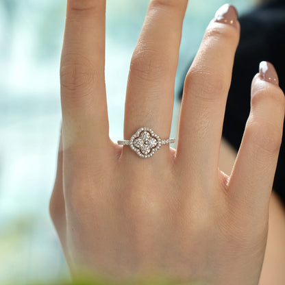 [Amore Jewels]Four Leaf Clover Flower Design Ring