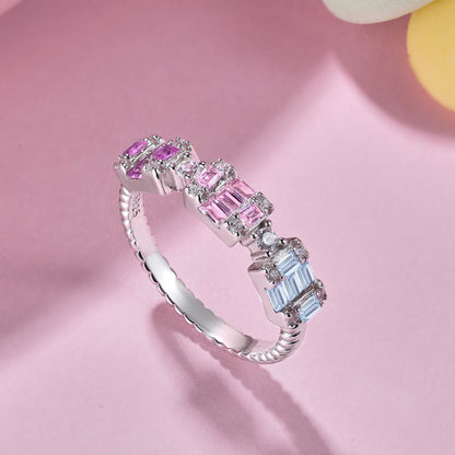 [Amore Jewels]Unique Colorful Emerald Cut Party Ring