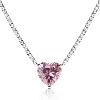 [Amore Jewels]8.0 Carat Versatile Colorful Sweet Heart-Shaped Tennis Necklace