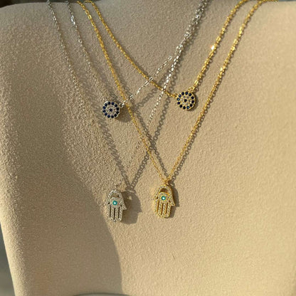 [Amore Jewels]Demon Eye Hamsa Palm Necklace