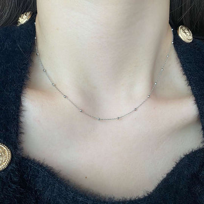 [Amore Jewels]Small Bead Clavicle Chain Simple Necklace