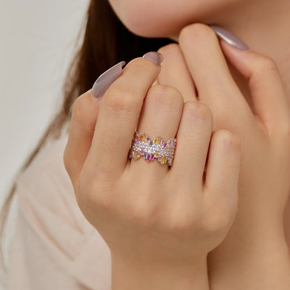 [Amore Jewels]Luxurious Colorful Radiant Cut Daily Ring