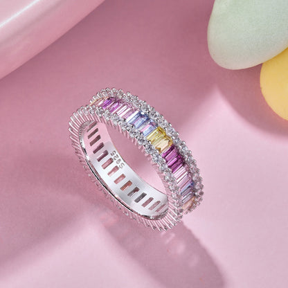 [Amore Jewels]Dainty Kaleidoscopic Emerald Cut Daily Ring