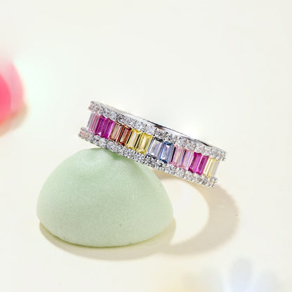 [Amore Jewels]Dainty Kaleidoscopic Emerald Cut Daily Ring
