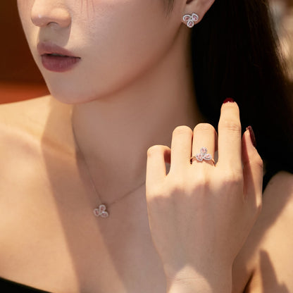 [Amore Jewels]Ornate Flower Shape Pear Cut Lover Earrings
