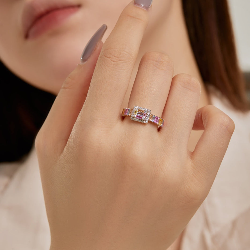 [Amore Jewels]Exquisite Colorful Radiant Cut Party Ring
