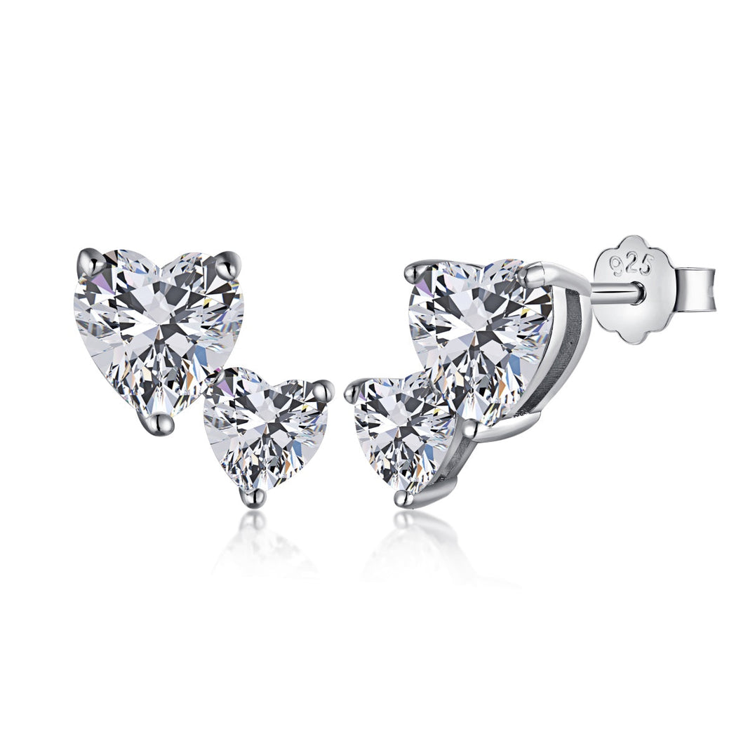 [Amore Jewels]Double Heart-Shape Classic Princess Style Earrings