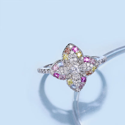 [Amore Jewels]Luxurious Colorful Flower Shape Banquet Ring