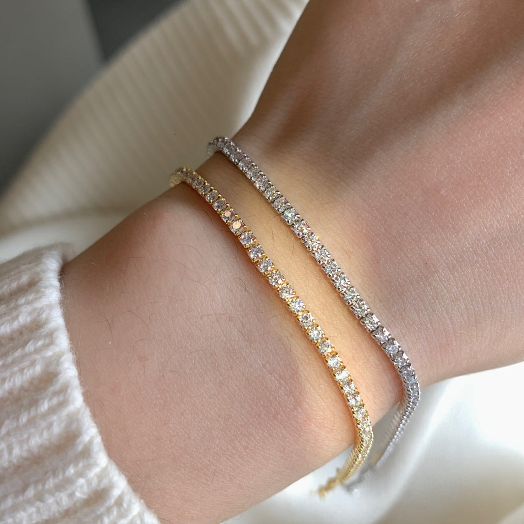 [Amore Jewels]Radiant Shinning Princess Cut Tennis Bracelet