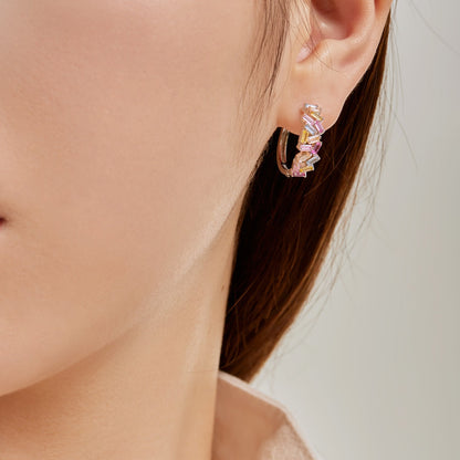 [Amore Jewels]Dazzling Colorful Emerald Cut Daily Earrings