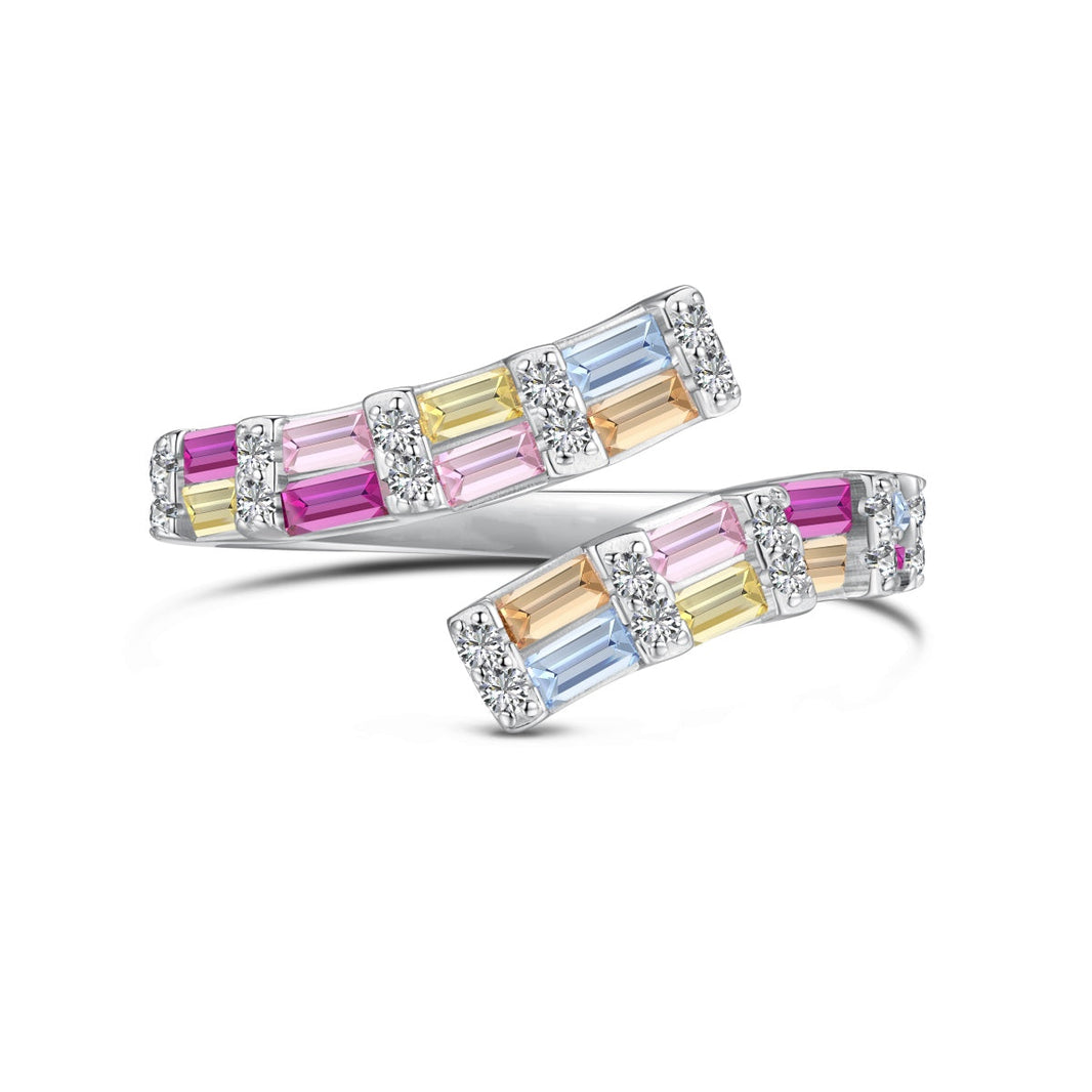 [Amore Jewels]Charming Colorful Radiant Cut Adjustable Daily Ring