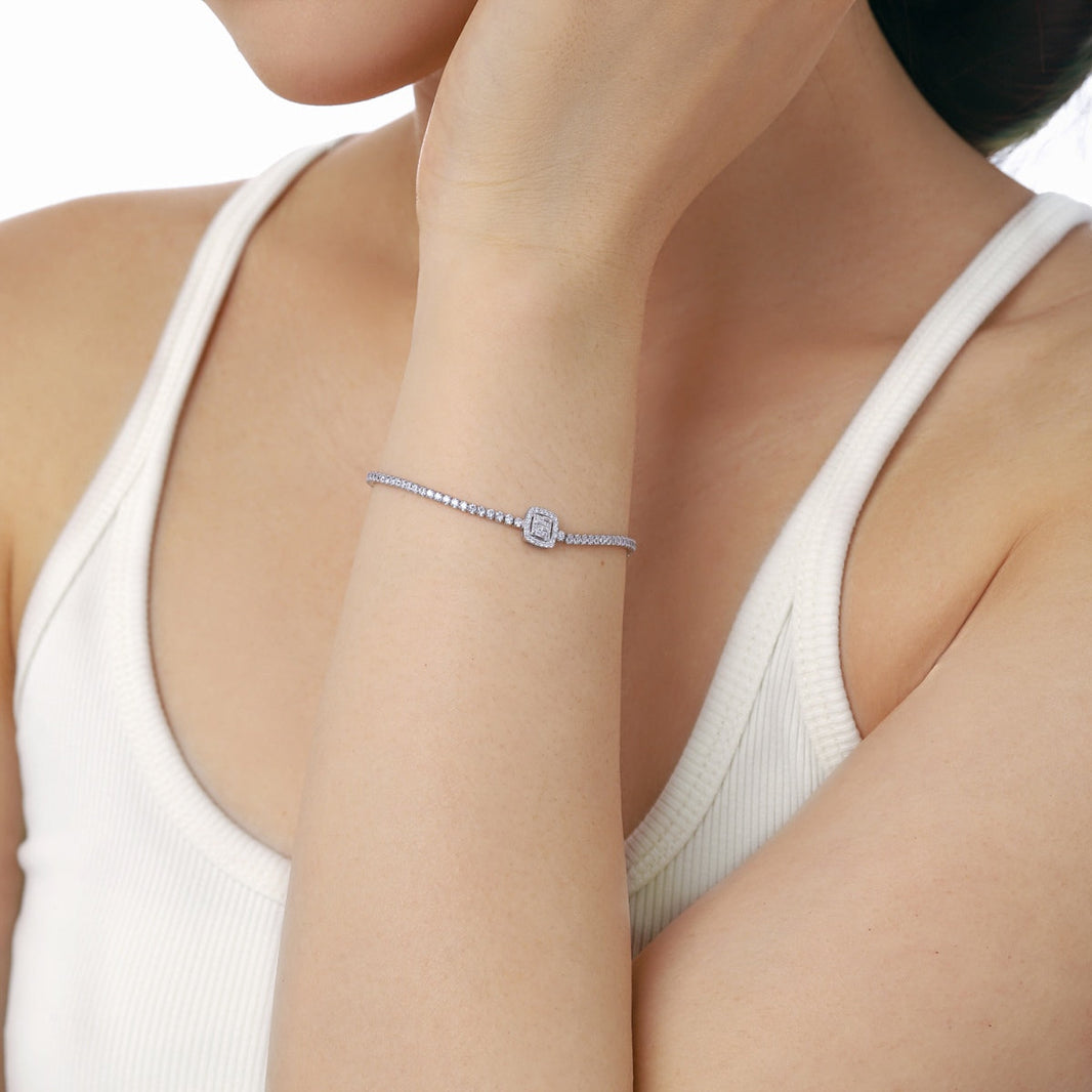 [Amore Jewels]Luxurious Dazzling Square Shape Banquet Bracelet