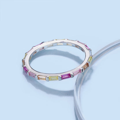 [Amore Jewels]Exquisite Multicolored Emerald Cut Daily Ring