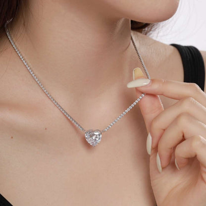 [Amore Jewels]8.0 Carat Versatile Colorful Sweet Heart-Shaped Tennis Necklace