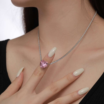 [Amore Jewels]8.0 Carat Versatile Colorful Sweet Heart-Shaped Tennis Necklace