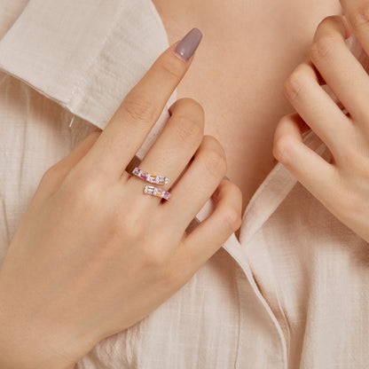[Amore Jewels]Charming Colorful Radiant Cut Adjustable Daily Ring