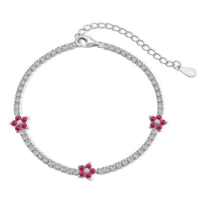 [Amore Jewels]Sparkling Flower Shape Tennis Bracelet