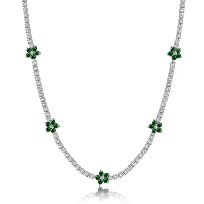 [Amore Jewels]Luxurious Colorful Flower Tennis Necklace